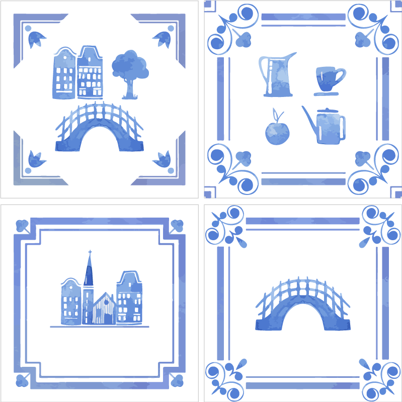 Tappeto pvc cucina case olandesi delft - TenStickers
