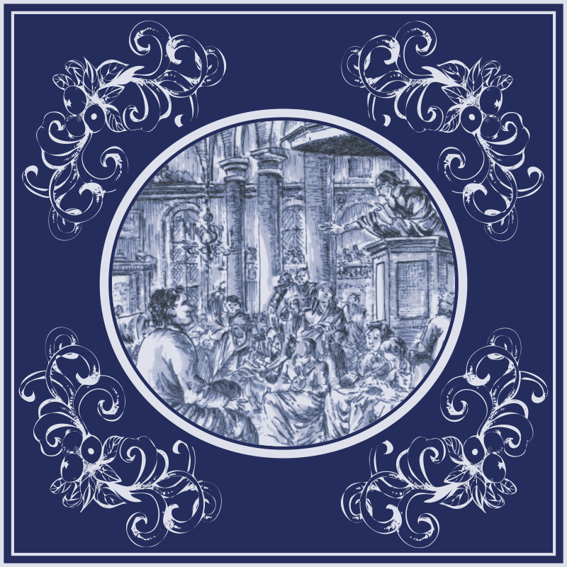 Tappeto pvc cucina persone blu in mezzo alla folla - TenStickers