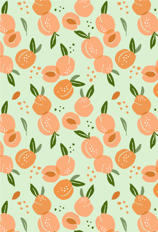 Tappeto pvc cucina pesche su sfondo verde - TenStickers