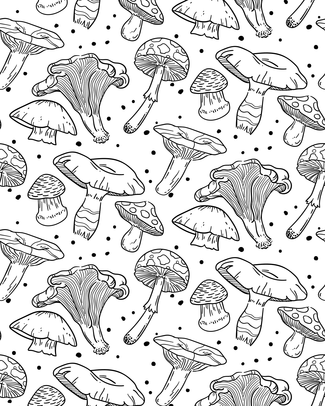 Tappeto pvc cucina motivo fungo monocolore disegnato a mano - TenStickers