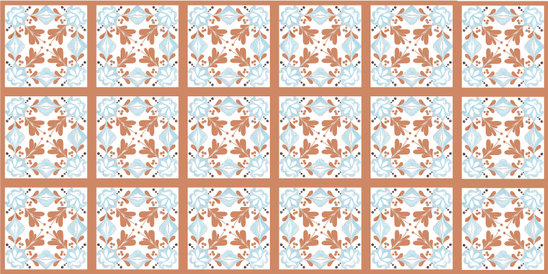 Tappeto pvc cucina piastrelle floreali mediterranee - TenStickers