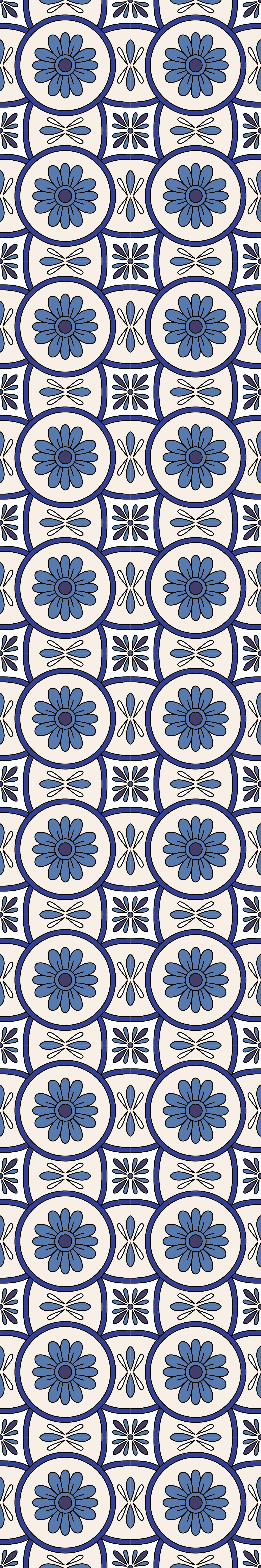 Tappeto pvc cucina piastrella portoghese fiore blu - TenStickers