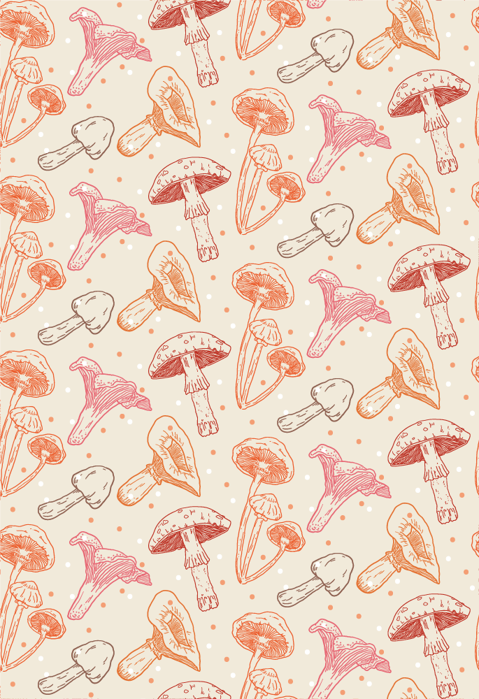 Tappeto pvc cucina set di funghi acquerello - TenStickers