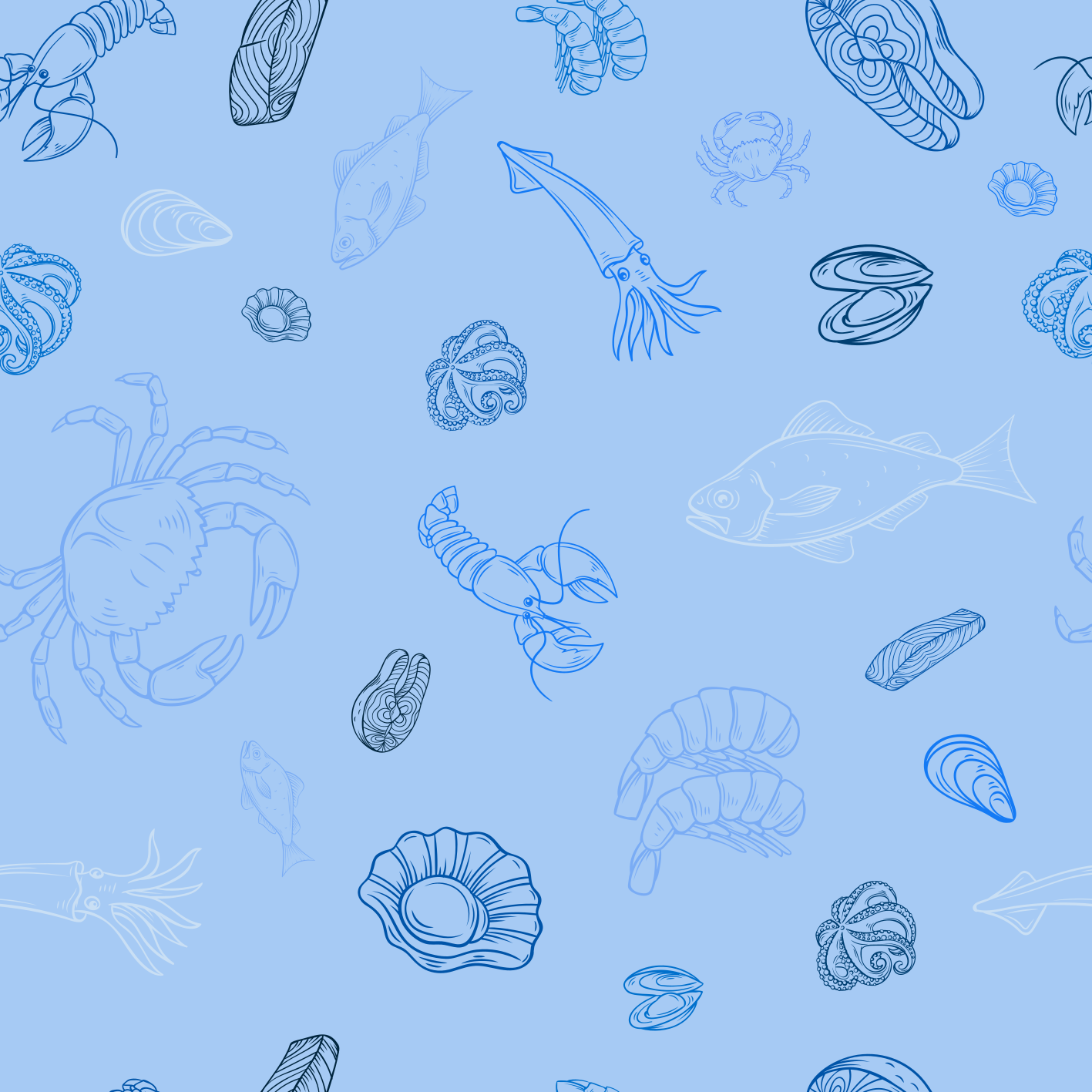 Tappeto pvc cucina motivo frutti di mare - TenStickers