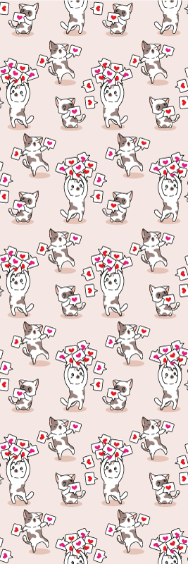 Tappeto vinile camera da letto gatti con cuori - TenStickers