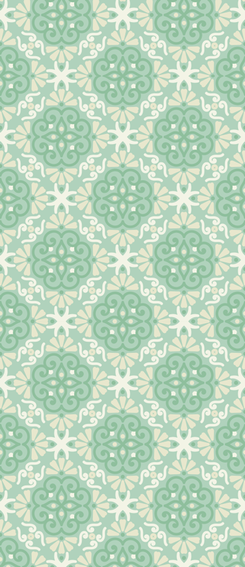 Tappeto vinile camera da letto motivo floreale verde nordico - TenStickers