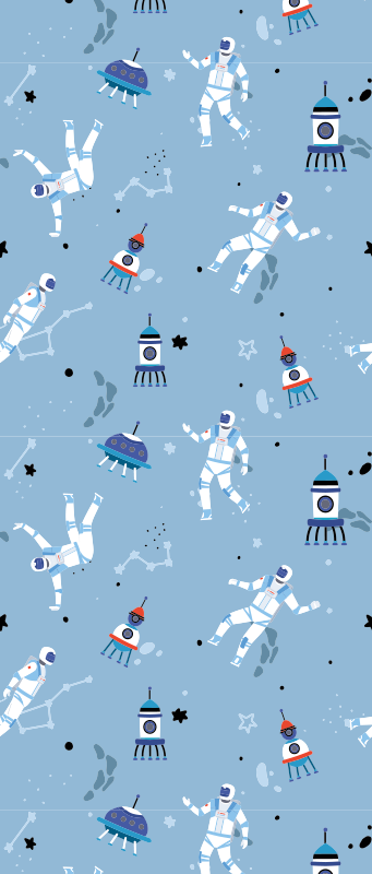Tappeto vinile camera da letto astronauti e navicelle - TenStickers