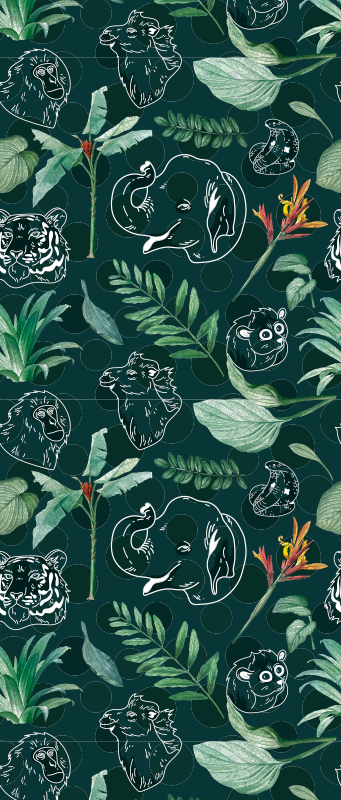Tappeto vinile camera da letto con animali e alberi colorati - TenStickers