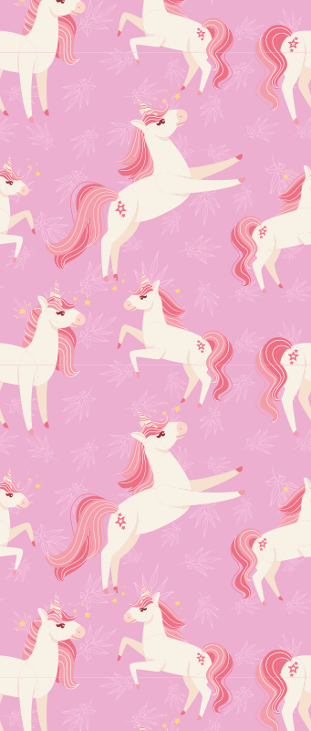 Tappeto vinile camera da letto unicorni pastello fiori - TenStickers