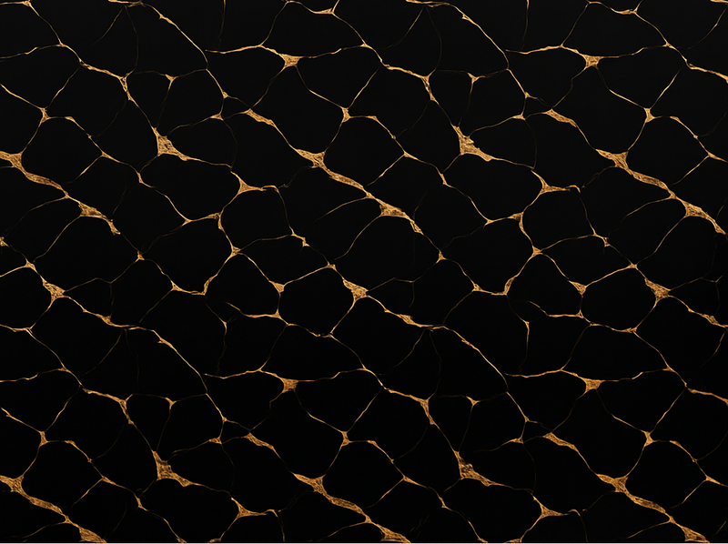 Tappeto vinile camera da letto marmo nero con crepe oro - TenStickers