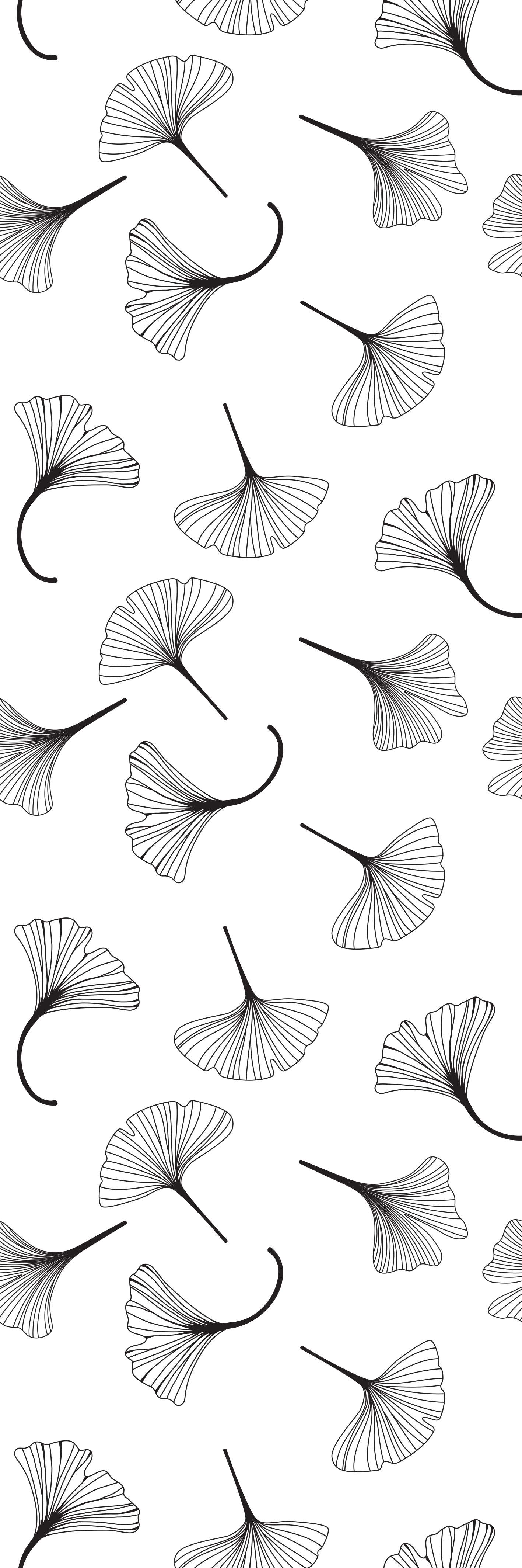 Tappeto vinile ufficio motivo foglie di ginkgo nere - TenStickers