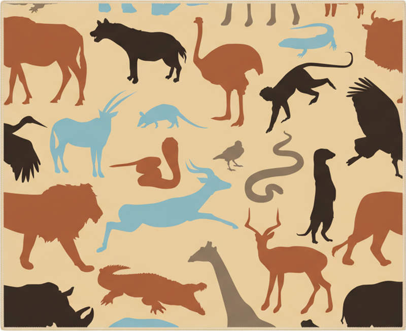 Tappeto vinile camera da letto animali safari silhouette - TenStickers