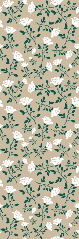 Tappeto vinile camera da letto motivo rose vintage bianche - TenStickers