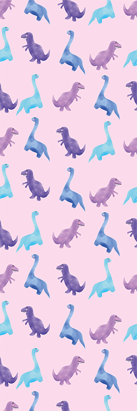 Tappeto vinile camera da letto dinosauri rosa su sfondo - TenStickers