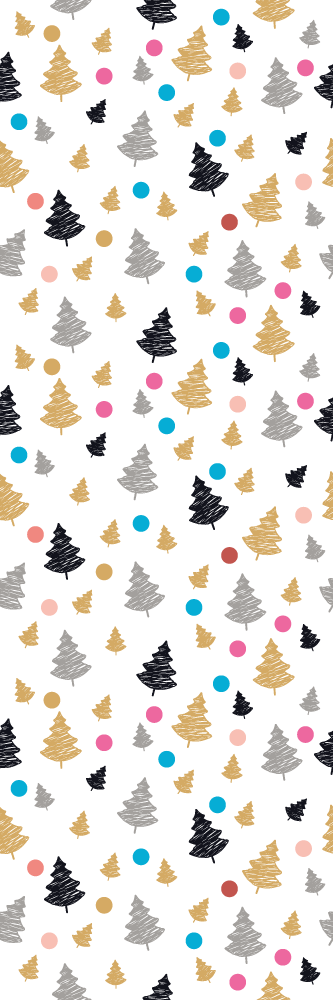 Tappeto vinile camera da letto a pois colorati con alberi - TenStickers
