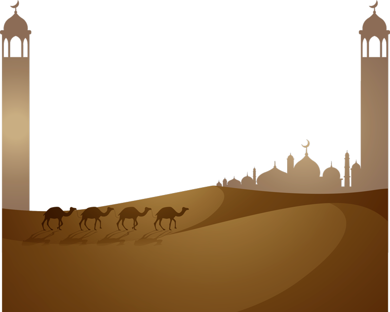 Tappeto vinile camera da letto moschea islamica e cammelli - TenStickers