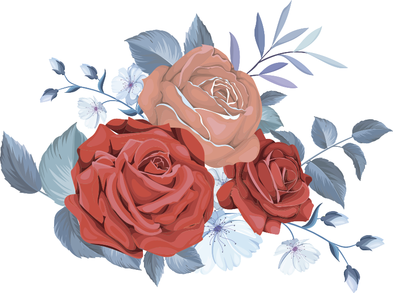 Tappeto vinile camera da letto fiori blu bouquet - TenStickers