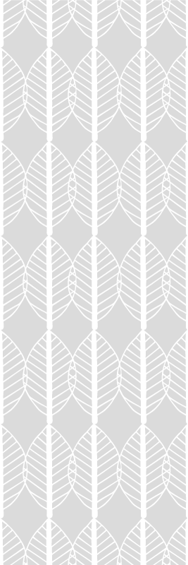 Tappeto vinile nordico linea bianca di foglie grigio - TenStickers