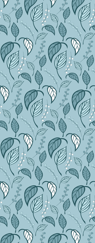 Tappeto vinile nordico motivo foglia blu design - TenStickers