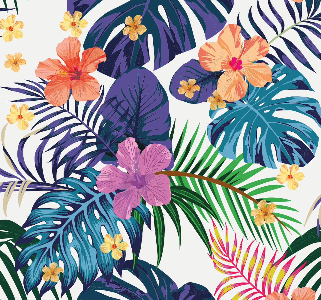 Tappeto vinile natura fiori colorati hawaiani - TenStickers