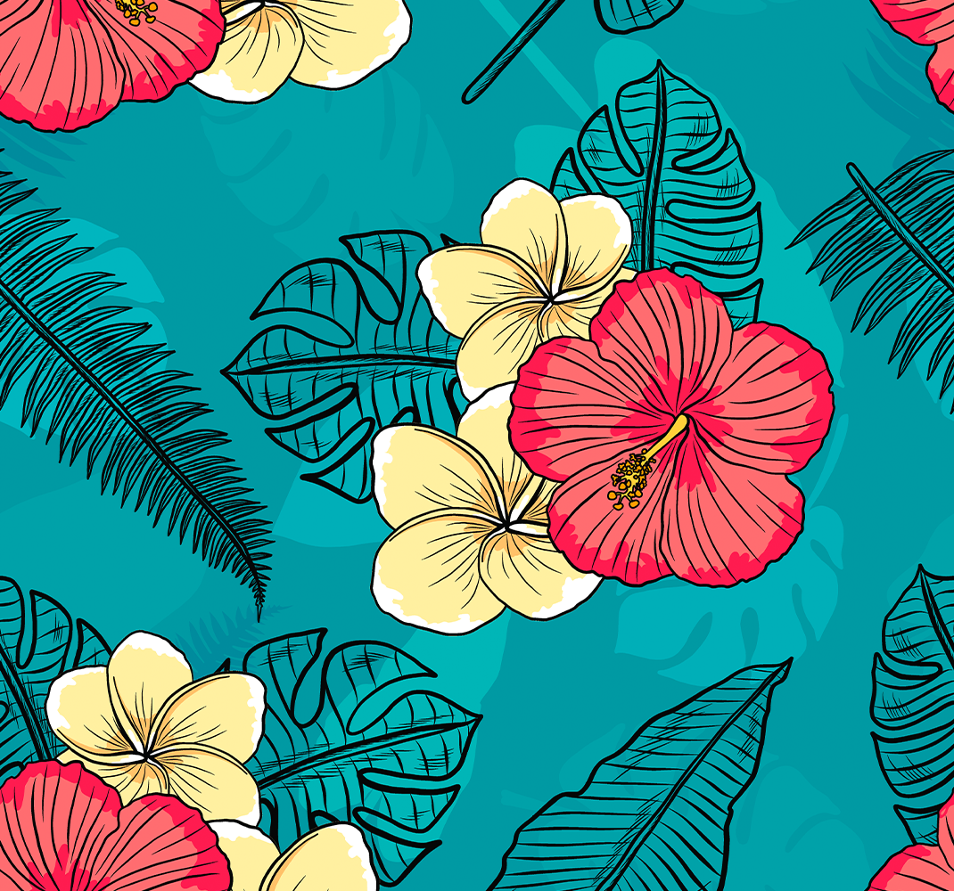 Tappeto vinile natura fiori hawaiani - TenStickers
