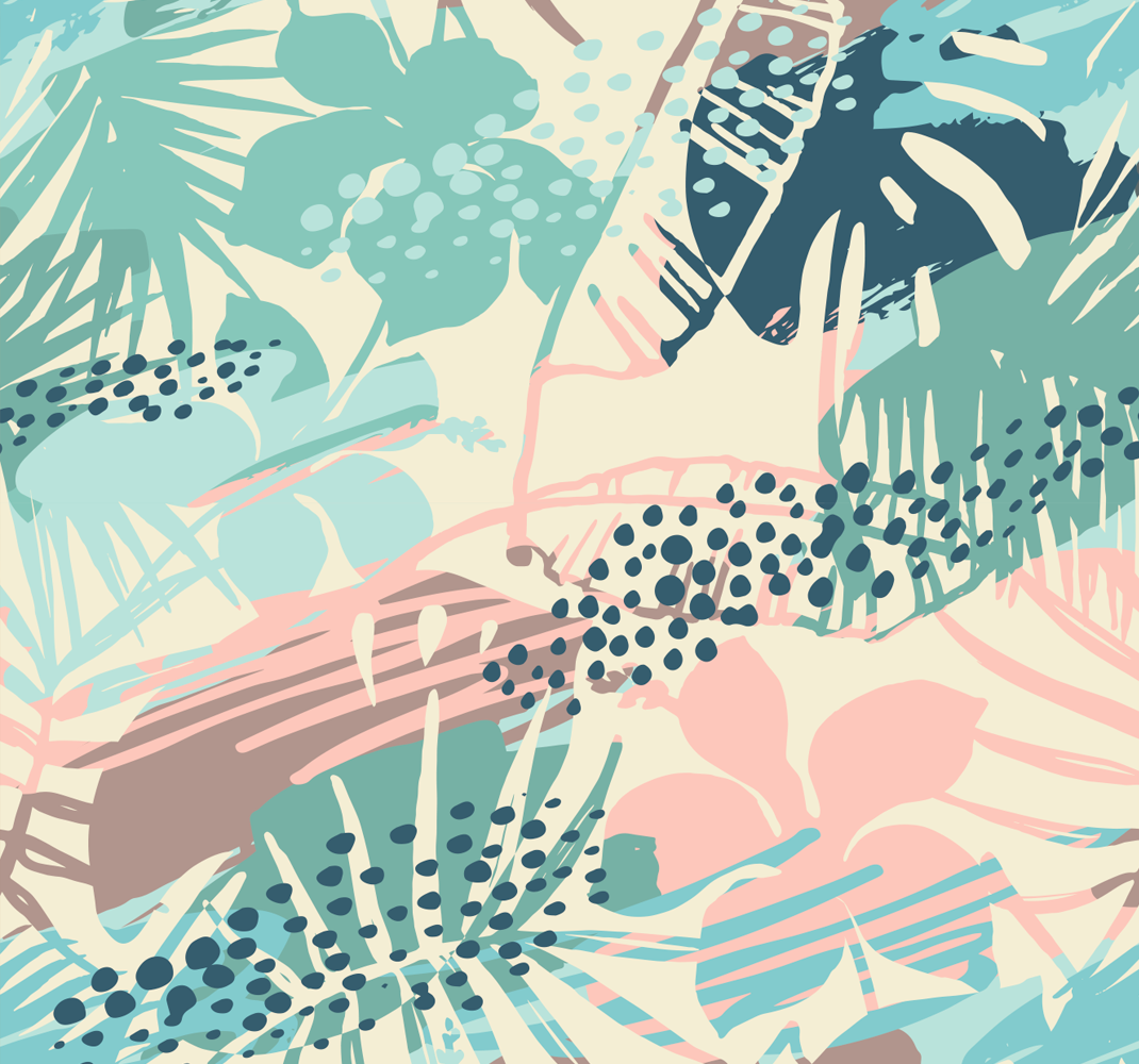 Tappeto vinile natura piante fiori e pois tropicali - TenStickers