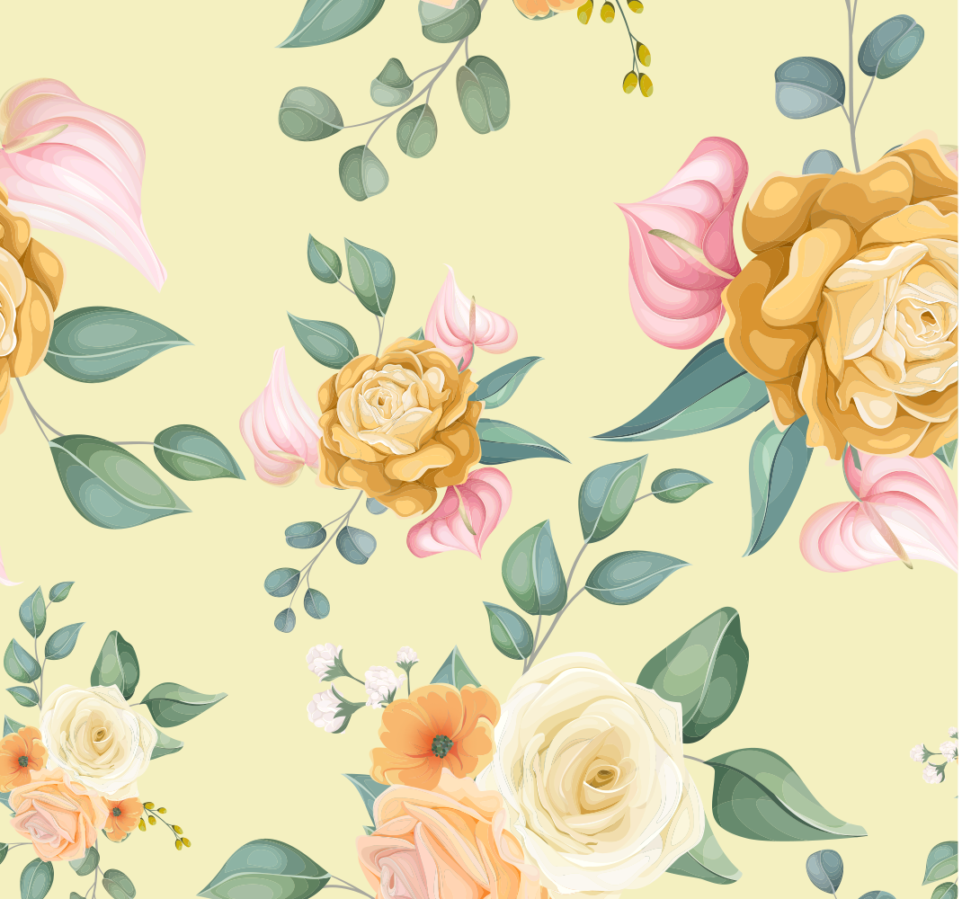 Tappeto vinile natura rose gialle stile vintage - TenStickers