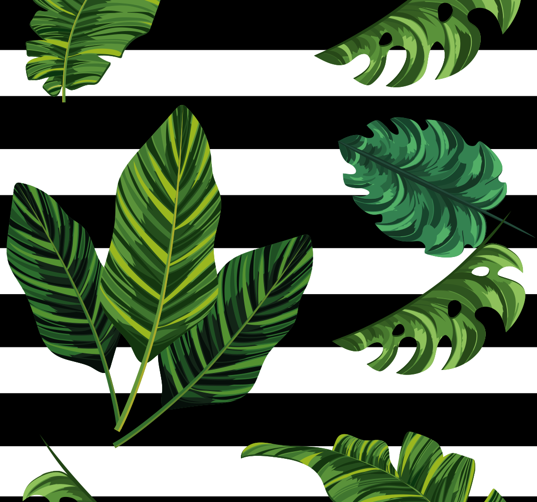 Tappeto vinile natura foglie tropicali e figure geometriche - TenStickers