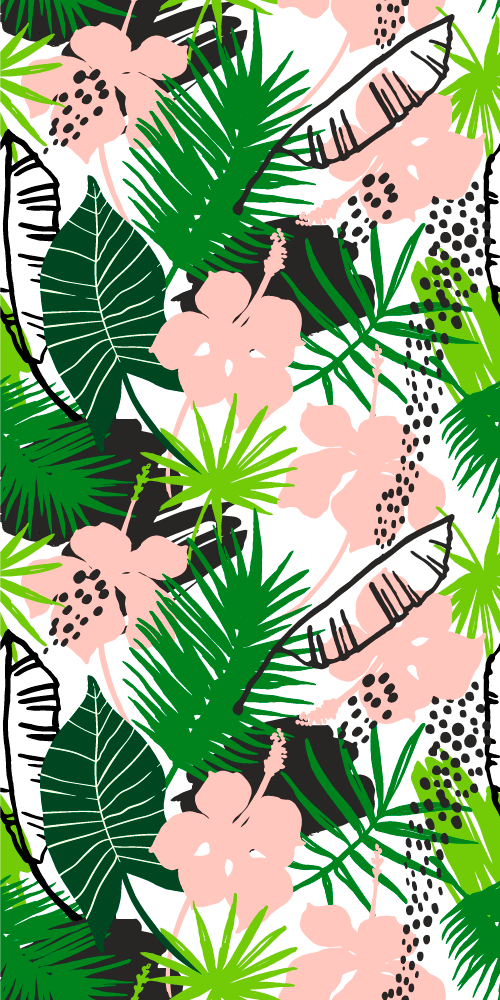 Tappeto vinile natura foglie di palma e fiori tropicali - TenStickers