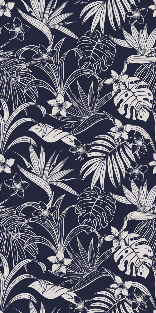 Tappeto vinile natura foglie e fiori tropicali scuri - TenStickers