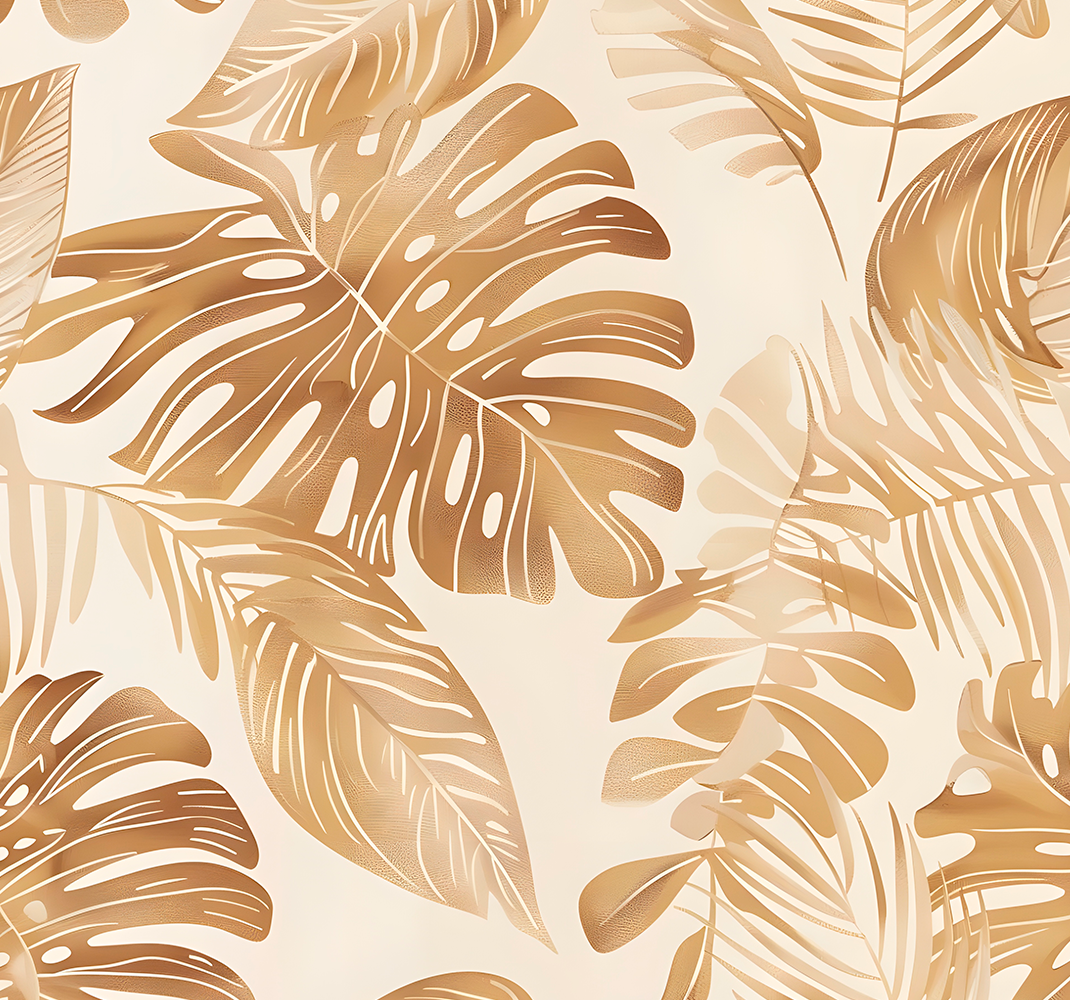 Tappeto vinile natura motivo grandi foglie beige - TenStickers