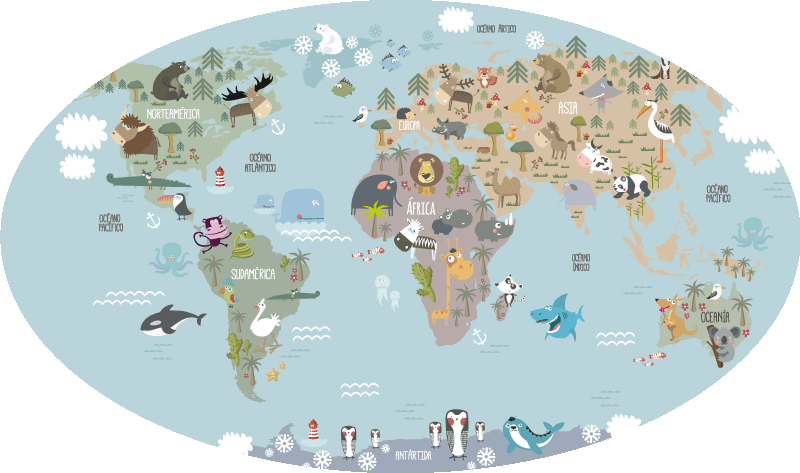 Tappeto vinile mappamondo mappamondo pastello - TenStickers