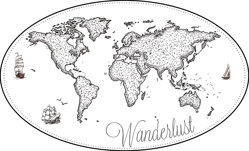 Tappeto vinile mappamondo mappa del mondo wanderlust - TenStickers