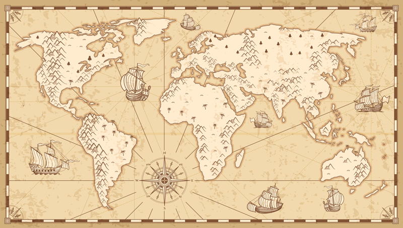 Tappeto vinile mappamondo mappamondo invecchiato - TenStickers