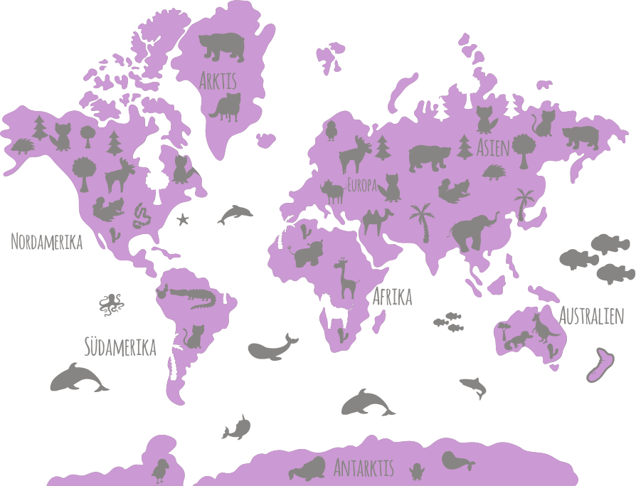Tappeto vinile mappamondo continenti astratti rosa e grigi - TenStickers