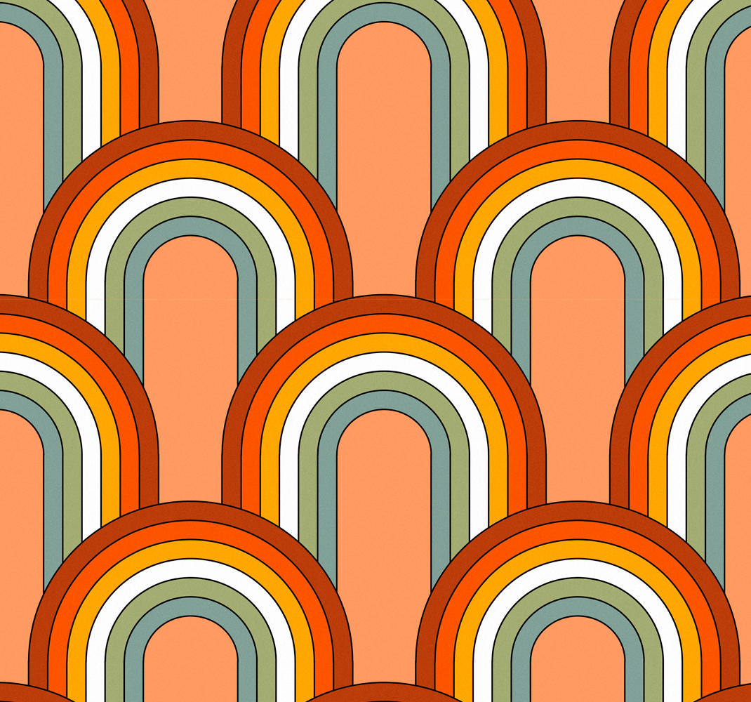 Tappeto vinile vintage motivo arcobaleno anni 70 - TenStickers
