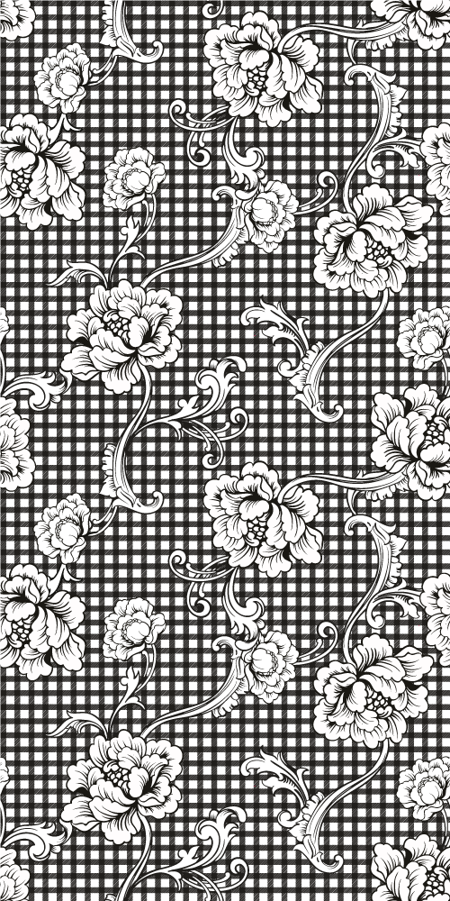 Tappeto vinile vintage motivo gingham bianco e nero - TenStickers