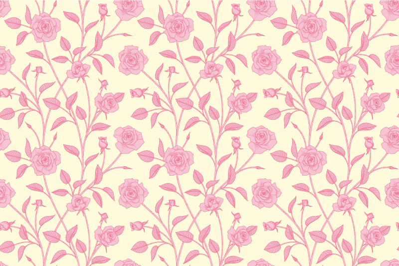 Tappeto vinile vintage rose piccole su sfondo rosa - TenStickers