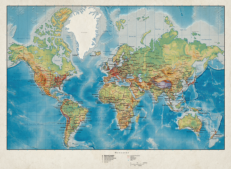 Tappeto vinile mappamondo mercatore - TenStickers