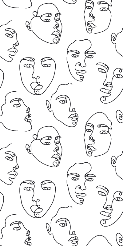 Tappeto vinile moderno motivo volti in line art - TenStickers
