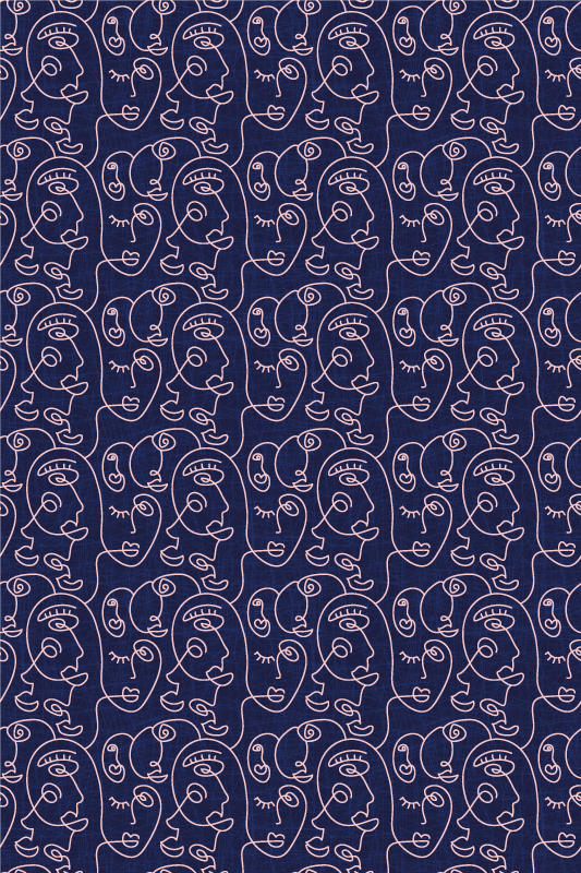 Tappeto vinile motivi donne blu astratte - TenStickers