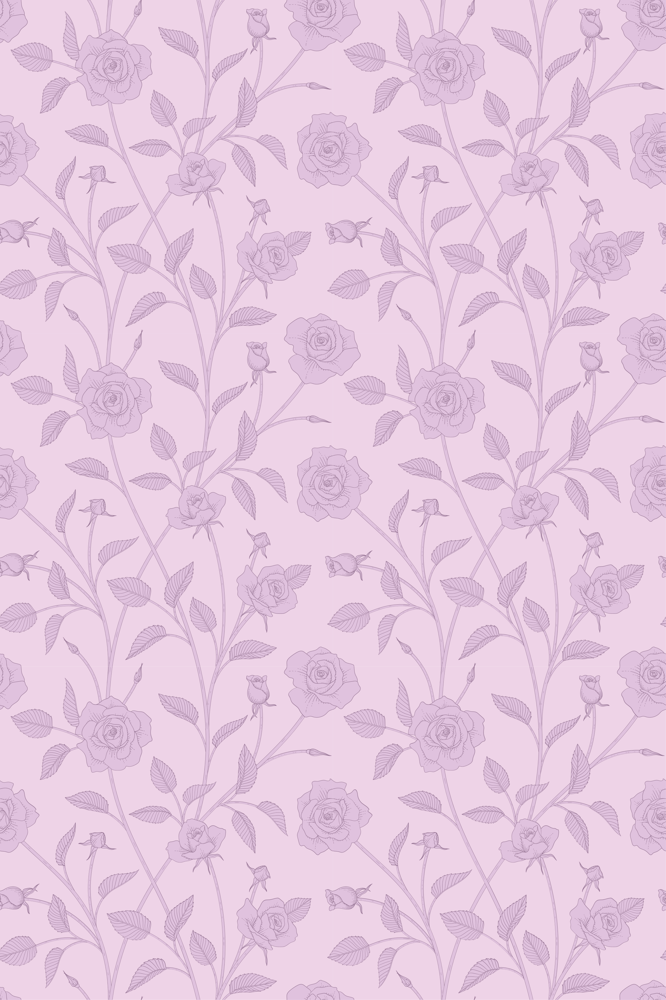 Tappeto vinile vintage rose vintage dipinte in viola - TenStickers