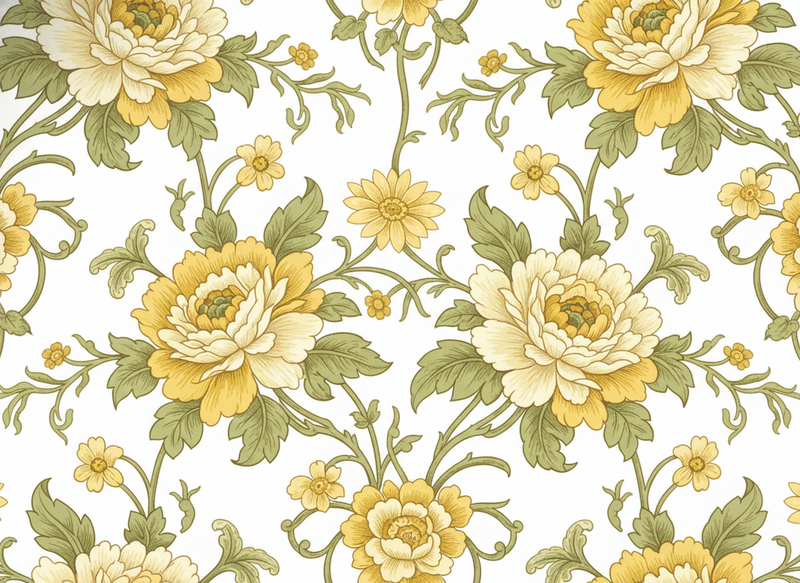 Tappeto vinile vintage design floreale giallo - TenStickers