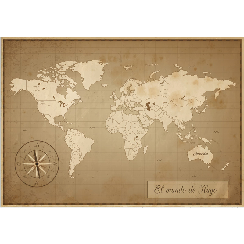 Tappeto vinile mappamondo mappa vintage personalizzata - TenStickers