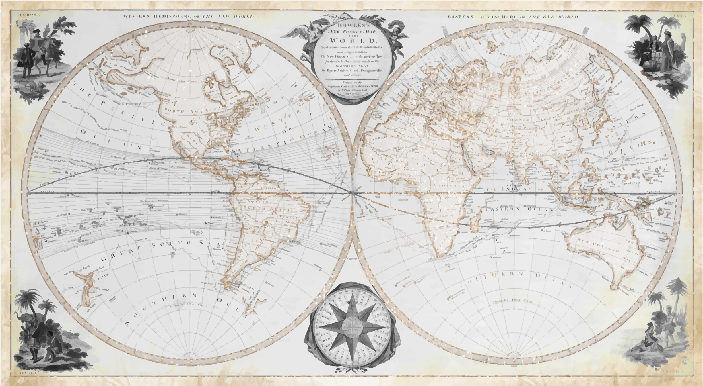 Tappeto vinile mappamondo mappamondo acquerello vintage - TenStickers