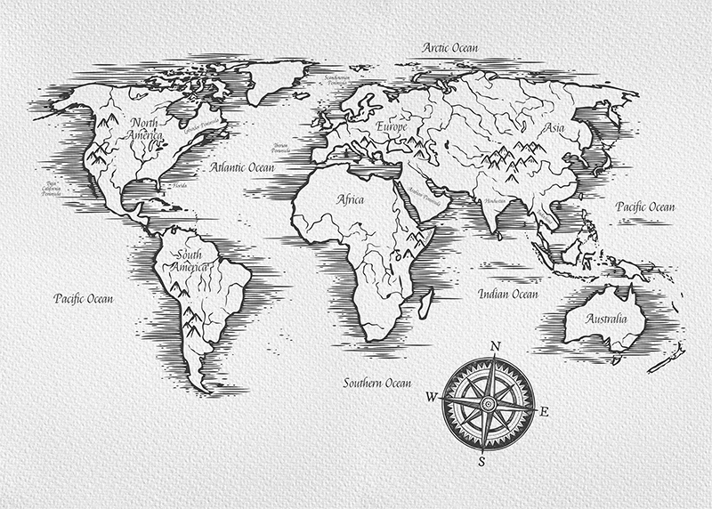 Tappeto vinile mappamondo disegno elegante mappamondo - TenStickers