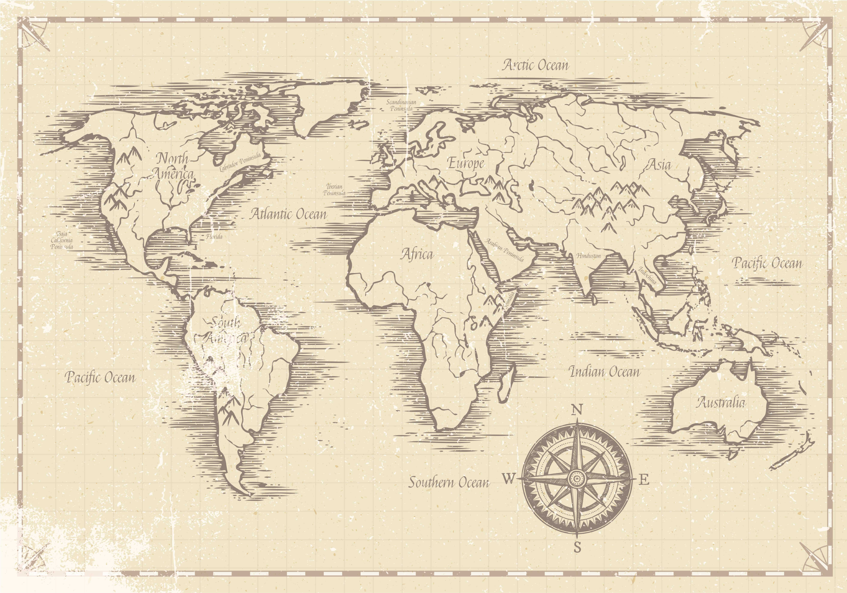 Tappeto vinile mappamondo mappa del mondo vintage - TenStickers