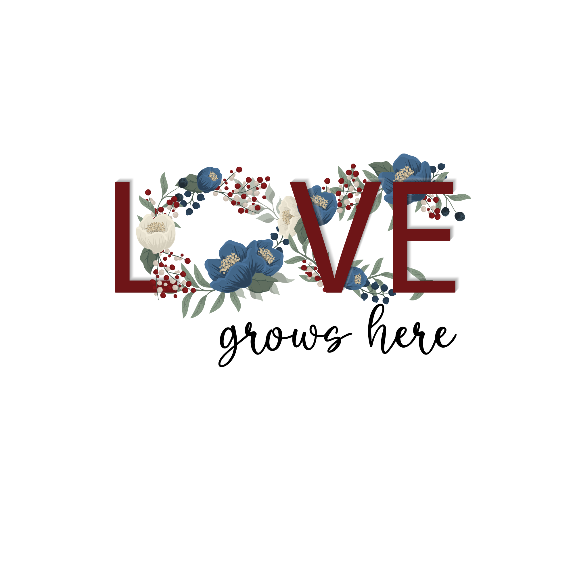 Tappeto vinile frase l'amore cresce qui - TenStickers