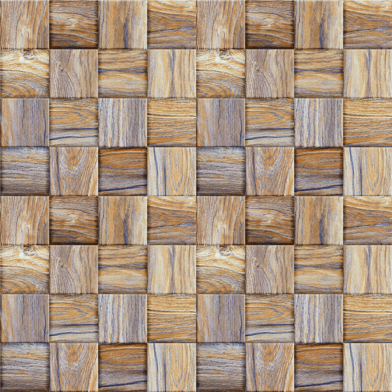 Tappeto vinile geometrico mosaico legno anni '80 - TenStickers