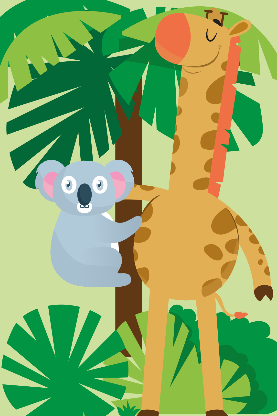 Tappeto vinile per bambini koala abbraccia giraffa 4 - TenStickers